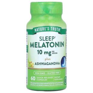 Nature's Truth,Sleep Melatonin Plus Ashwagandha, 5 mg, 60 Qu