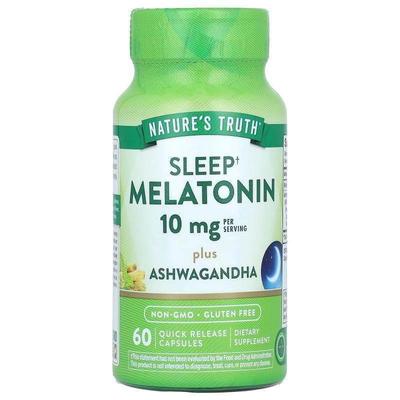 Nature's Truth,Sleep Melatonin Plus Ashwagandha, 5 mg, 60 Qu