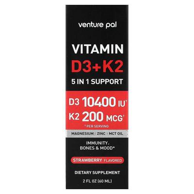 Venture Pal,Vitamin D3 + K2, Strawberry, 2 fl oz (60 ml)