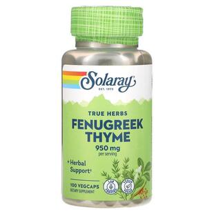 Solaray,True Herbs, Fenugreek Thyme, 950 mg, 100 VegCaps