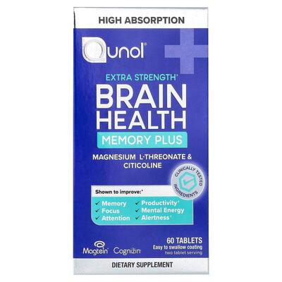 Qunol,Brain Health Memory Plus, 60 Tablets