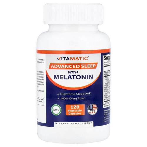 Vitamatic,Advanced Sleep with Melatonin , 120 Vegetable Caps