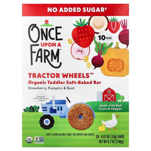 Once Upon A Farm,Tractor Wheels™，有机幼儿软烤棒，香蕉、南瓜