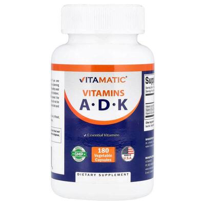 Vitamatic,Vitamins A, D, K, 180 Vegetable Capsules