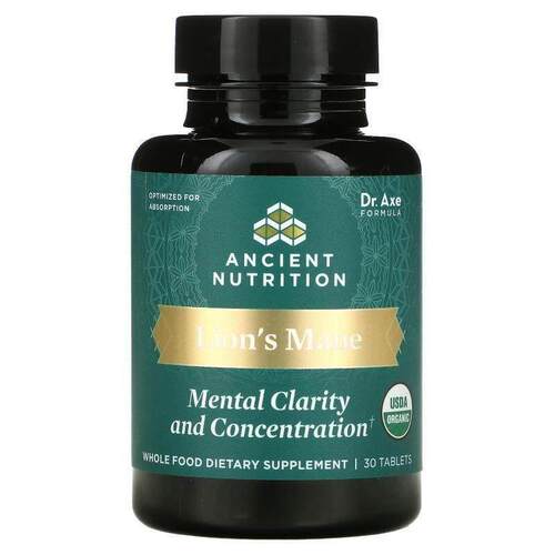 Dr. Axe / Ancient Nutrition,猴头菇，头脑清晰和注意力