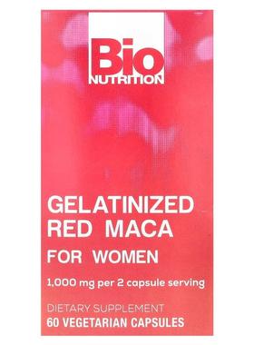 Bio Nutrition,Gelatinized Red Maca For Women, 1,000 mg, 60 V