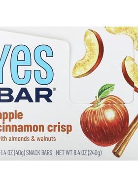 Yes Bar,Snack Bar, Apple Cinnamon Crisp, 6 Bars, 1.4 oz (40