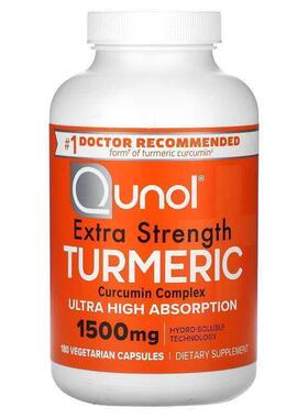Qunol,Extra Strength Turmeric, 500 mg, 180 Vegetarian Capsul