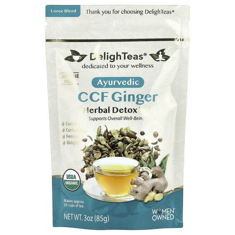 DelighTeas,Ayurvedic CCF Ginger, Herbal Detox Tea, Loose Ble