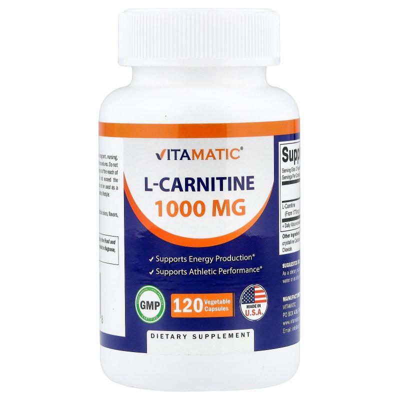 Vitamatic,L-Carnitine, 120 Vegetable Capsules (500 mg per Ca