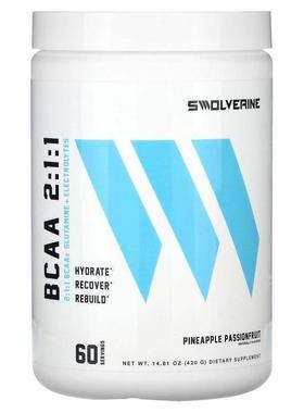 Swolverine 支链氨基酸 2:1:1（菠萝百香果味），14.81 盎司（420