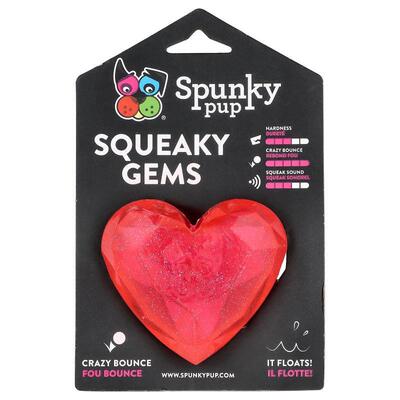 Spunky Pup,Squeaky Gems, Heart, 1 Count