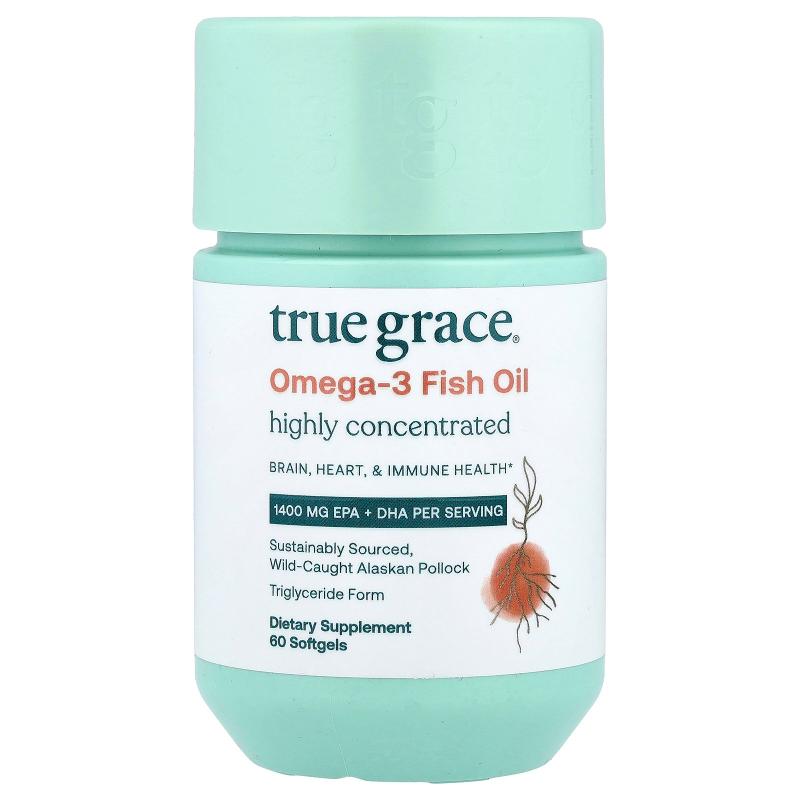 True Grace,Omega 3 Fish Oil, 60 Softgels