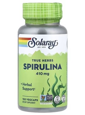 Solaray,True Herbs, Spirulina, 410 mg, 100 Vegcaps