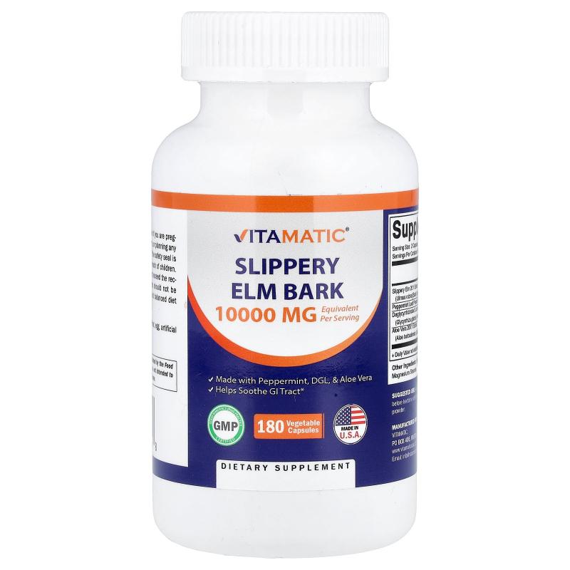 Vitamatic,Slippery Elm Bark, 180 Vegetable Capsules