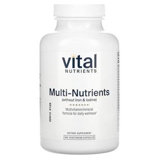 不含铁和碘180素食胶囊 多种营养素 Vital Nutrients