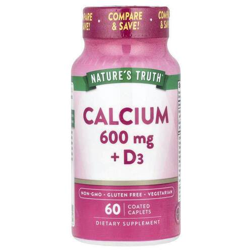Nature's Truth,Calcium Plus 维生素 D3，600 毫克，60 片包衣囊