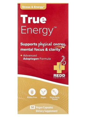Redd Remedies,Energy, TrueEnergy, 50 粒素食胶囊