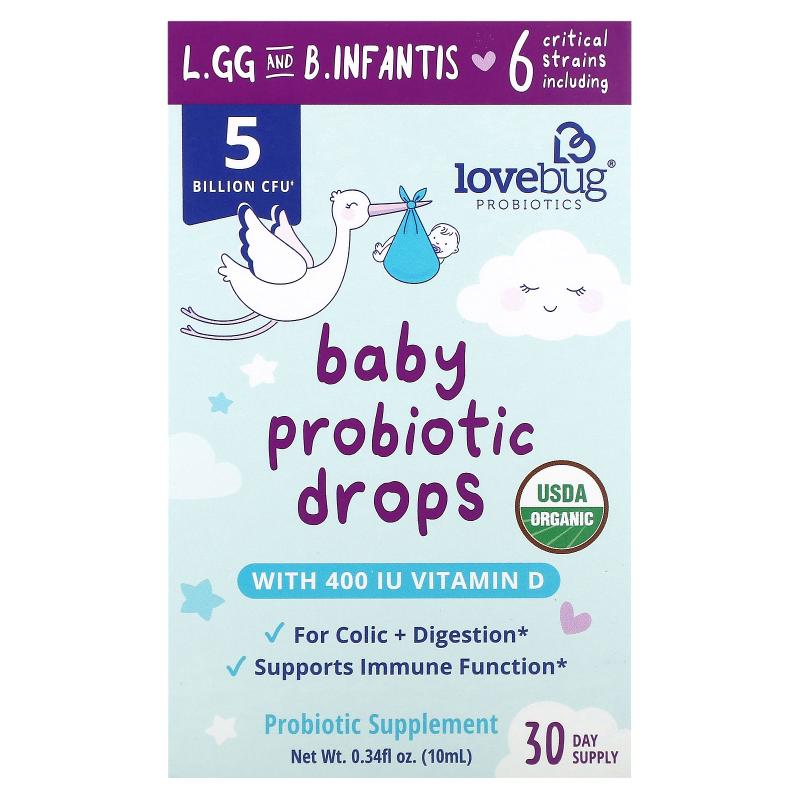 LoveBug Probiotics,婴儿益生菌滴剂，50 亿 CFU，0.34 液量盎司1
