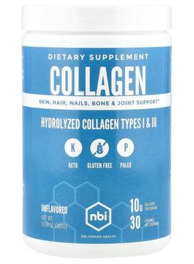 NBI Health,Hydrolyzed Collagen Types I & II, Unflavored, 10.
