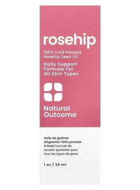 Natural Outcome,天然产物100%冷榨玫瑰果籽油，1盎司（30毫升）