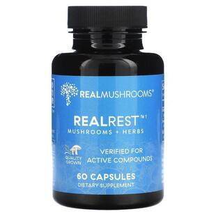 Real Mushrooms,RealRest, Mushrooms + Herbs, 60 Capsules