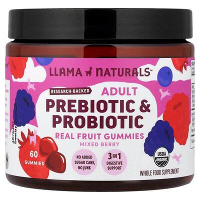 Llama Naturals,Adult, Prebiotic & Probiotic, Real Fruit