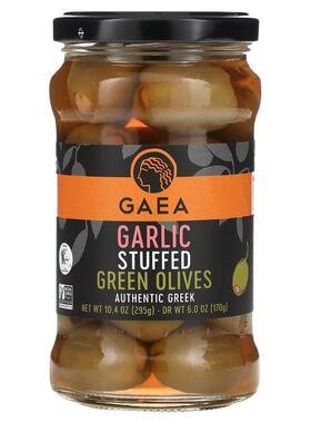 Gaea,Garlic Stuffed Green Olives, 10.4 oz (295 g)