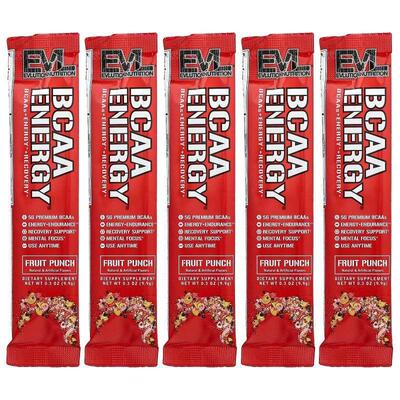 EVL,BCAA Energy®, Fruit Punch, 5 Packets, 0.3 oz (9.9 g) Eac