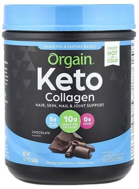 Orgain,含中链甘油三酯油的生酮胶原蛋白质粉，香草味，0.88 磅（