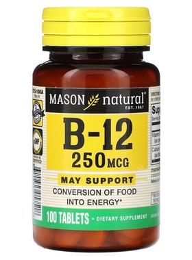 Mason Natural,B-12, 250 mcg, 100 Tablets