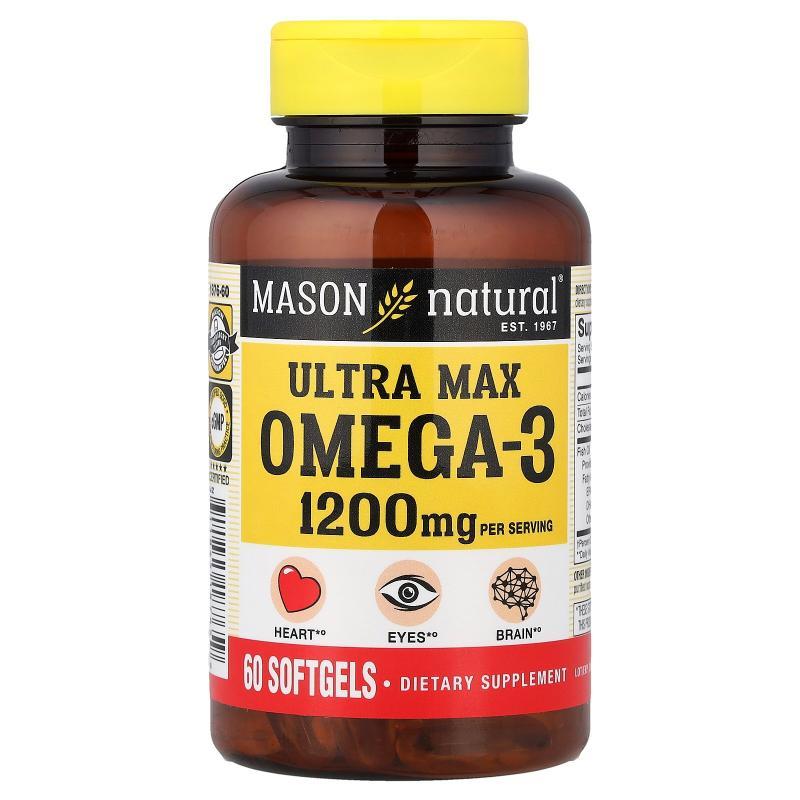 Mason Natural,Ultra Max Omega3, 60 Softgels (600 mg per Soft