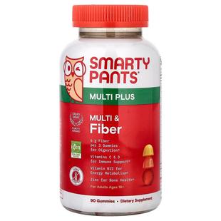 SmartyPants,Multi Plus, Multi & Fiber Gummies, Strawberry, O