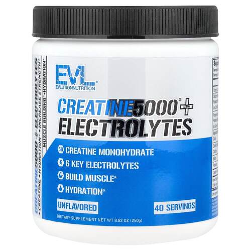 EVL,Creatine5000® Plus Electrolytes, Unflavored, 8.82 oz (25