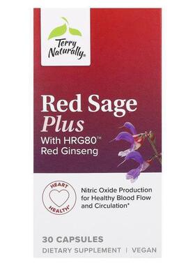 Terry Naturally,Red Sage Plus With HRG80 Red Ginseng, 30 Cap