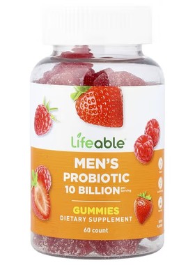 Lifeable,男性益生菌软糖，天然浆果味，50 亿，60 粒软糖