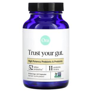 Ora,Trust Your Gut，益生菌和益生元，60 粒胶囊