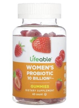 Lifeable,女性益生菌，浆果味，50 亿 CFU，60 粒软糖