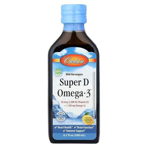 Carlson,Wild Norwegian Super D Omega-3®, Natural Lemon, 6.7