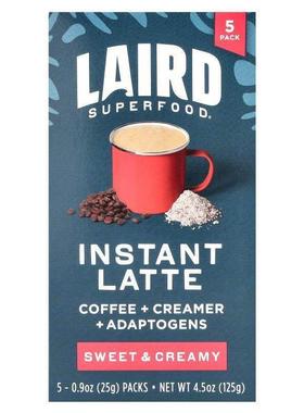 Laird Superfood,速溶拿铁，甜味和奶油，5 包，每包 0.9 盎司（2