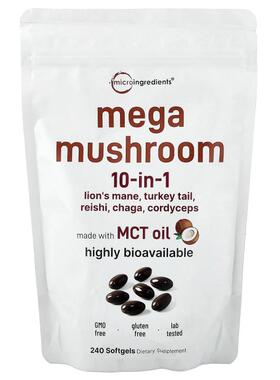 Micro Ingredients,Mega Mushroom, 10 in 1, 240 Softgels