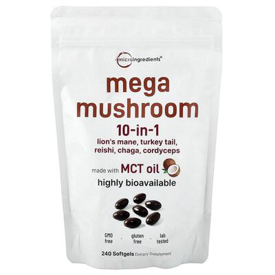 Micro Ingredients,Mega Mushroom, 10 in 1, 240 Softgels