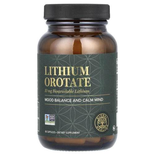 Global Healing,Lithium Orotate, 10 mg, 60 Capsules