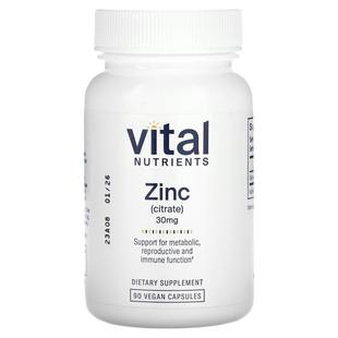 Vital Nutrients,Zinc (Citrate), 30 mg, 90 Vegan Capsules