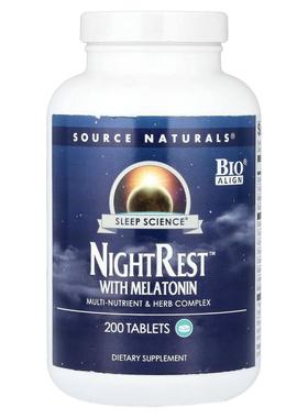 源美,Sleep Science®, NightRest™ With Melatonin, 200 Tablets