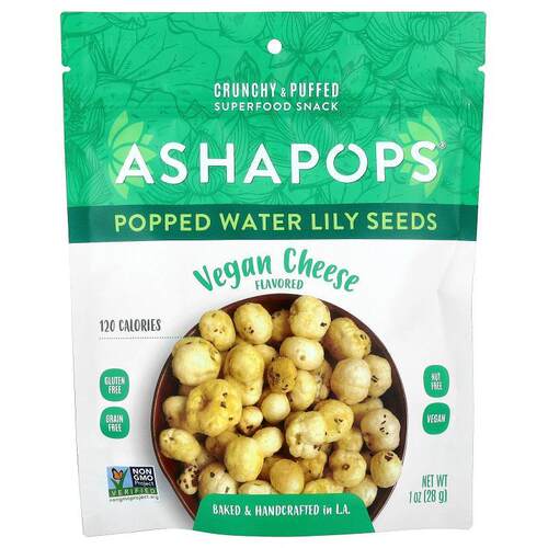 AshaPops LLC,Popped Water Lily Seeds, Vegan Cheese, 1 oz (28