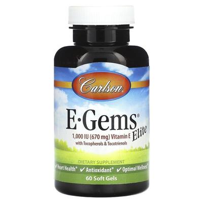 Carlson,E-Gems Elite, Vitamin E with Tocopherols &amp;am