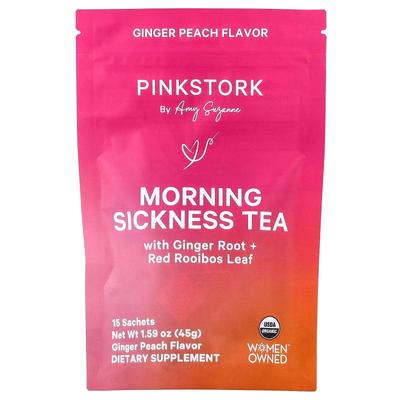 Pink Stork,Morning Sickness Tea, Ginger Peach, 15 Sachets, 1