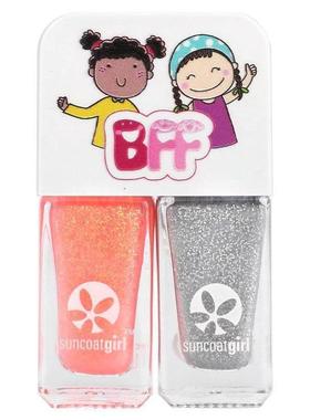 SuncoatGirl,Buddies Nail Polish Duo Set, Silver and Coral Gl