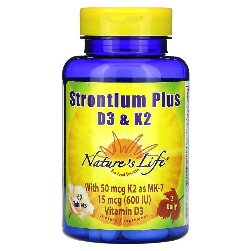 Nature's Life,Strontium Plus D3 &amp;amp;amp;K2, 60 Tabl